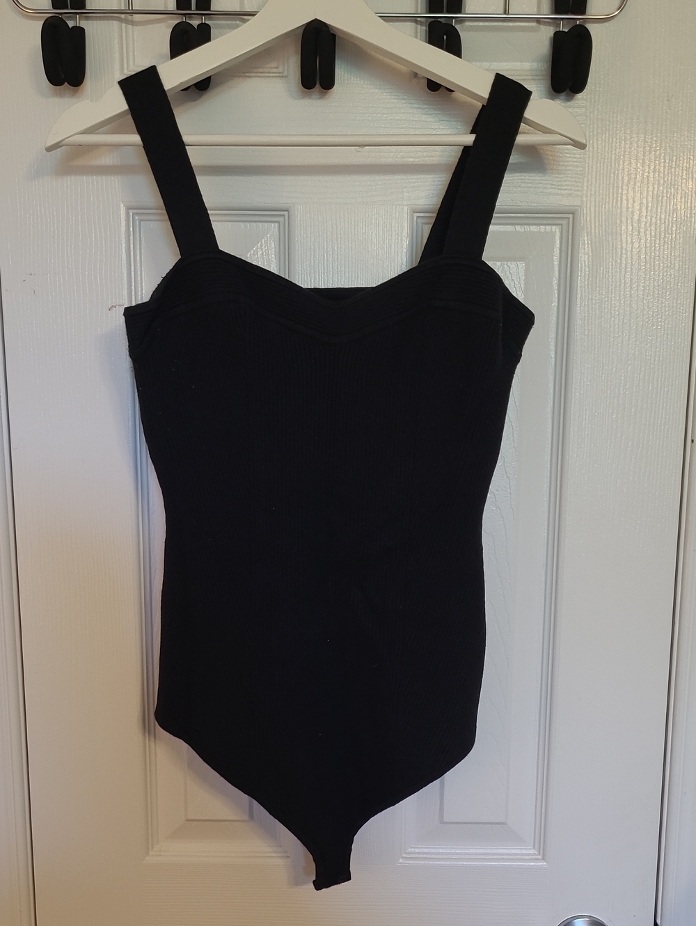 Abercrombie & Fitch Black Ribbed Square-Neck Tank Bodysuit